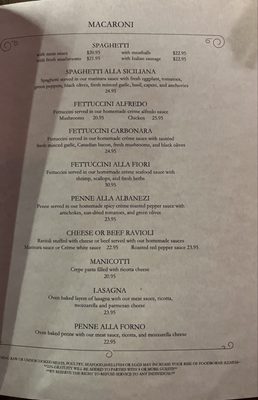 Fiori D’Italia menu 1